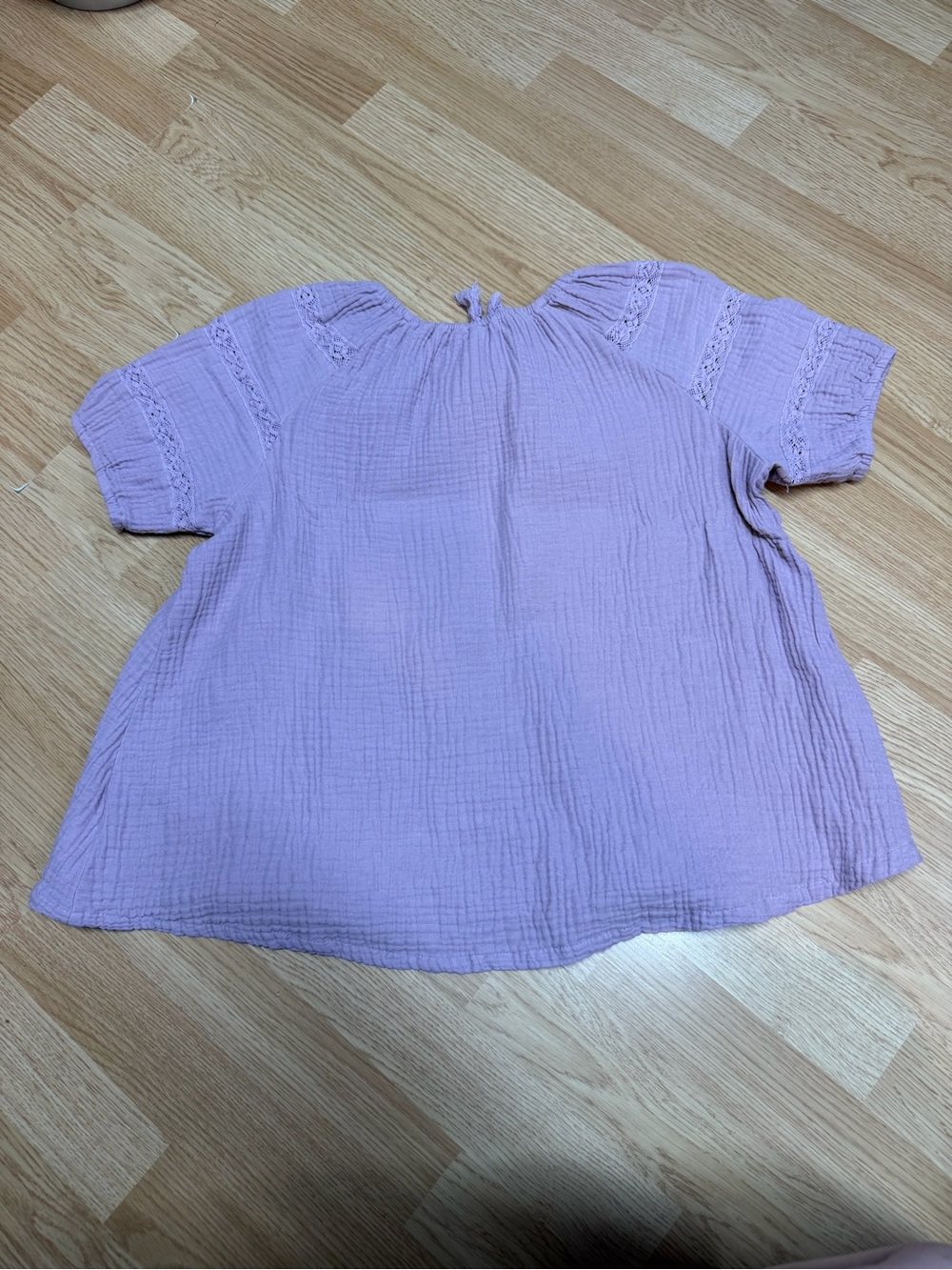 Wonder Nation Girls XXL 18 Lavender Double Gauze Peasant Blouse Lace Tassel Top - Picture 5 of 5